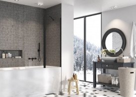 Шторка для ванної Radaway Nes 8 Black PND II 110 R 110х150 см права чорна/прозоре скло 10088110-54-01R