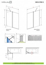 Шторка для ванної Radaway Nes 8 Black PND II 140 R 140х150 см права чорна/прозоре скло 10088140-54-01R