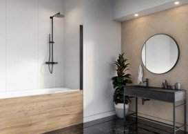 Шторка для ванної Radaway Nes 8 Black PNJ I 60 права чорний/прозоре скло 10061060-54-01R