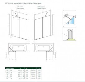 Шторка для ванної Radaway Nes Black PND II 110 права чорний/прозоре скло 10009110-54-01R