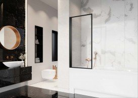 Шторка для ванной Radaway Nes Black PNJ I Frame 60 левая черный/стекло Frame 10011060-54-56L