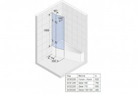 Шторка для ванної Riho Scandic S500-Geta160 прозоре скло GC61200