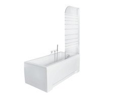 Шторка для ванни Besco Ambition 1 75х130 см хром/прозоре скло зі смугами PA-1S