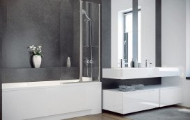 Шторка для ванни Besco Ambition 2 80,5х140 см хром/прозоре скло PA-2S