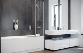 Шторка для ванны Besco Ambition 2 80,5х140 см хром/прозрачное стекло PA-2S