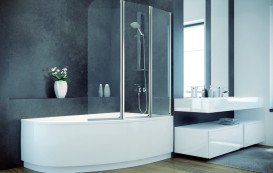 Шторка для ванны Besco Ambition 3 123,5х139 см хром/прозрачное стекло PA-3S