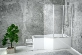 Шторка для ванны Besco Ambition Premium 3 130х140 см хром/прозрачное стекло PAP-3S