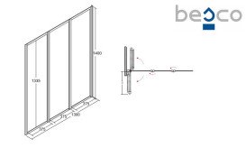 Шторка для ванны Besco Ambition Premium 3 130х140 см хром/прозрачное стекло PAP-3S