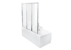 Шторка для ванни Besco Ambition Premium 3 130х140 см хром/прозоре скло PAP-3S