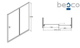 Шторка для ванни Besco Duo Slide II 150х150 см хром/прозоре скло DDS-II-150