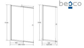 Шторка для ванны Besco Easy Slide 100х150 см хром/прозрачное стекло PES-2S