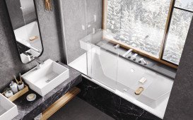 Шторка для ванны Besco Easy Slide 100х150 см хром/прозрачное стекло PES-2S