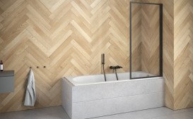 Шторка для ванни Besco Enzo 70х140 см чорний матовий/прозоре скло PEB-1S