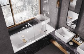 Шторка для ванны Besco Lumix 100х145 см хром/прозрачное стекло PL-2S