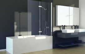 Шторка для ванны Besco Lumix 100х145 см хром/прозрачное стекло PL-2S