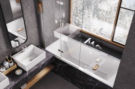 Шторка для ванны Besco Lumix 100х145 см хром/прозрачное стекло PL-2S