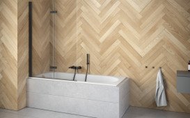 Шторка для ванни Besco Lumix 100х145 см чорний матовий/прозоре скло PLB-2S