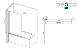 Шторка для ванны Besco Prime 1 70х140 см хром/прозрачное стекло PNP-1S