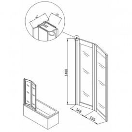 Шторка для ванни Kolpa San Quat TP 110 профіль білий/полістирол матовий 790518