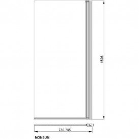 Шторка для ванны PoolSpa Monsun 73х153 left/right стекло прозрачное/профиль хром PI4000095