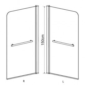 Шторка для ванни орні Eger 80х150 права / ліва профіль алюміній хром скло тоноване 599-02L / R grey