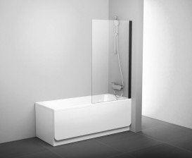 Шторка для ванны Ravak PVS1-80 одноэлементная профиль черный стекло transparent 79840300Z1