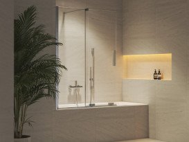 Шторка для ванни Ravak Roll ROVS 2-100 100х150 см профіль полірований алюміній прозоре скло X786A0C00Z1