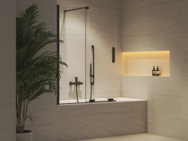 Шторка для ванны Ravak Roll ROVS 2-100 100х150 см профиль черный прозрачное стекло X786A0300Z1