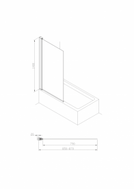 Шторка для ванни Roca Capital 85х140 одноелементна профіль алюміній хром скло прозоре AM4008512M