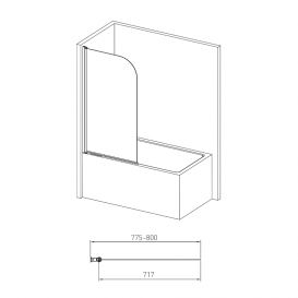 Шторка на ванну 80 см поворотна Volle скло прозоре 10-11-100