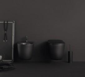 Сиденье с крышкой для унитаза быстросъемное Kerasan Nolita SLIM с микролифтом термопласт черный матовый петли хром 539131