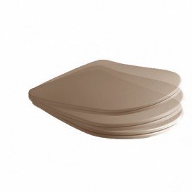 Сидіння з кришкою для унітазу швидкознімне Kerasan Nolita SLIM з мікроліфтом термопласт коричневий горіх петлі хром 539181