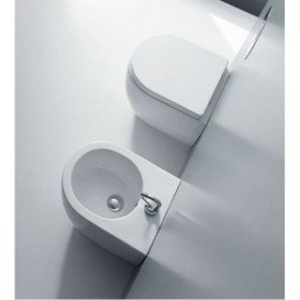 Сидіння з кришкою для унітазу Kerasan Flo білий петлі хром 318901