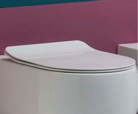 Сиденье с крышкой для унитаза Kerasan Flo Slim с микролифтом белый матовый петли хром 319130