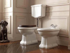 Сиденье с крышкой для унитаза Kerasan Retro орех петли золото 109140