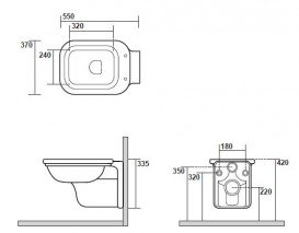 Сидіння з кришкою для унітазу Kerasan Waldorf з мікроліфтом поліестер чорний глянсовий петлі хром 418804