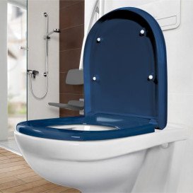 Сиденье с крышкой для унитаза Villeroy & Boch ViCare Soft Close AntiBac дюроспласт синий 9M67S1P1