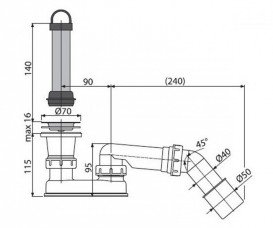 Сифон для душового поддонa AlcaPlast Ø50 мм з гідрозатворів і коліном A462-50