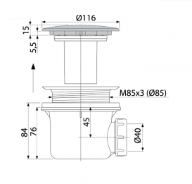 Сифон для душевого поддонa AlcaPlast бронза-антик A49ANTIC