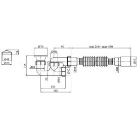 Сифон для душевого поддона Kroner KRP ST02 с ревизией пластик/нержавеющая сталь CV032070