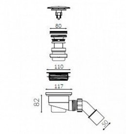 Сифон для душового піддону Marmorin click-clack пластик/латунь хром SBZSC
