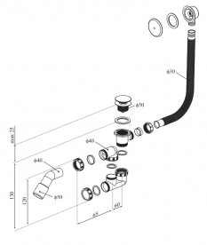 Сифон для душового піддону Radaway білий R135L