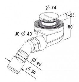 Сифон для душового піддону Radaway хром TB50P