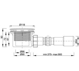 Сифон для душового піддону Styron Ø90 поліпропілен хром STY-401-KJ