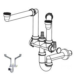 Сифон для двойных моек Franke пластик серый 112.0624.484