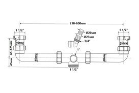 Сифон для двох кухонних мийок McAlpine з трійником 1½ з підключенням до пральної машини HC11
