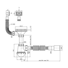 Сифон для кухонного миття Kroner KRP KS02 3½''х40/50 мм пластик/нержавіюча сталь CV032074
