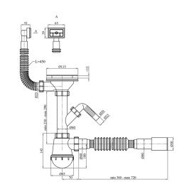 Сифон для кухонного миття Kroner KRP KS02-1 3½''х40/50 мм з відведенням для пральної машини CV032075