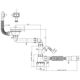 Сифон для кухонної мийки Kroner KRP KS02S-1 3½''х40/50 мм з відведенням для пральної машини CV032076