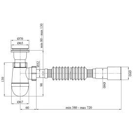 Сифон для кухонної мийки Kroner KRP TW01 1½''х40/50 мм пластик/нержавіюча сталь CV032073